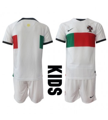 Portugalia Koszulka Wyjazdowych Dziecięca MŚ 2022 Krótki Rękaw (+ Krótkie spodenki)